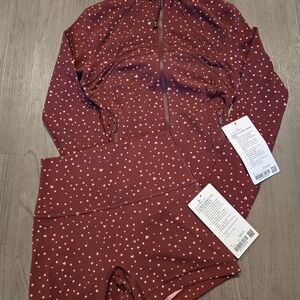 NEW Lululemon cropped define jacket 4 align shorts 4" 6 burgundy bay